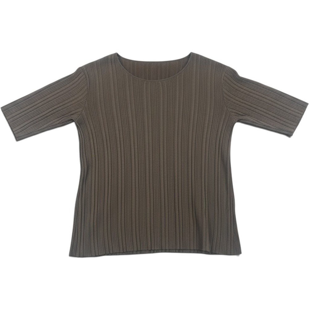 M.M.LaFleur Top Womens XXL Chara Ash Brown Ribbed Elbow Sleeve EUC